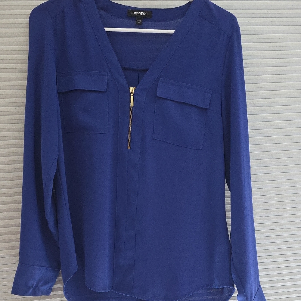 Express Women's Royal Blue Zipper Blouse